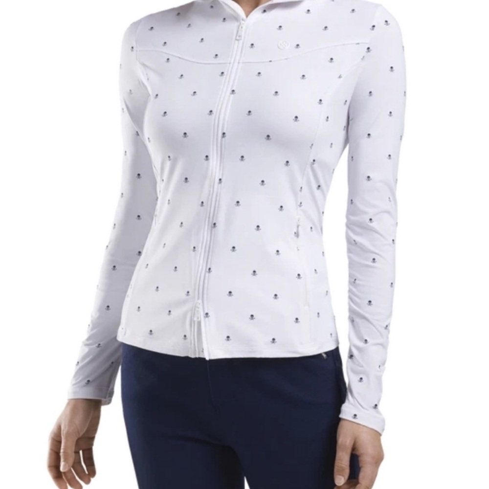 G/FORE White and Navy Button Down Shirt